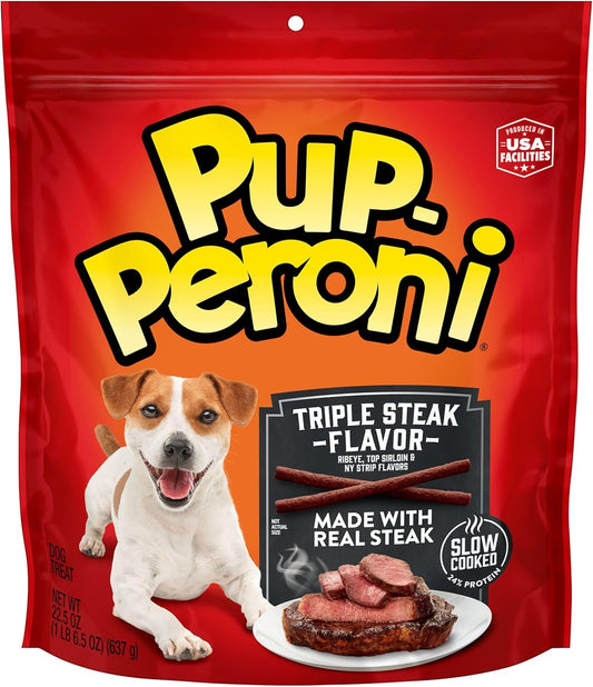 Dog Treats, Triple Steak Flavor, 22.5 Ounce, Ribeye, Top Sirloin, NY Strip Flavors