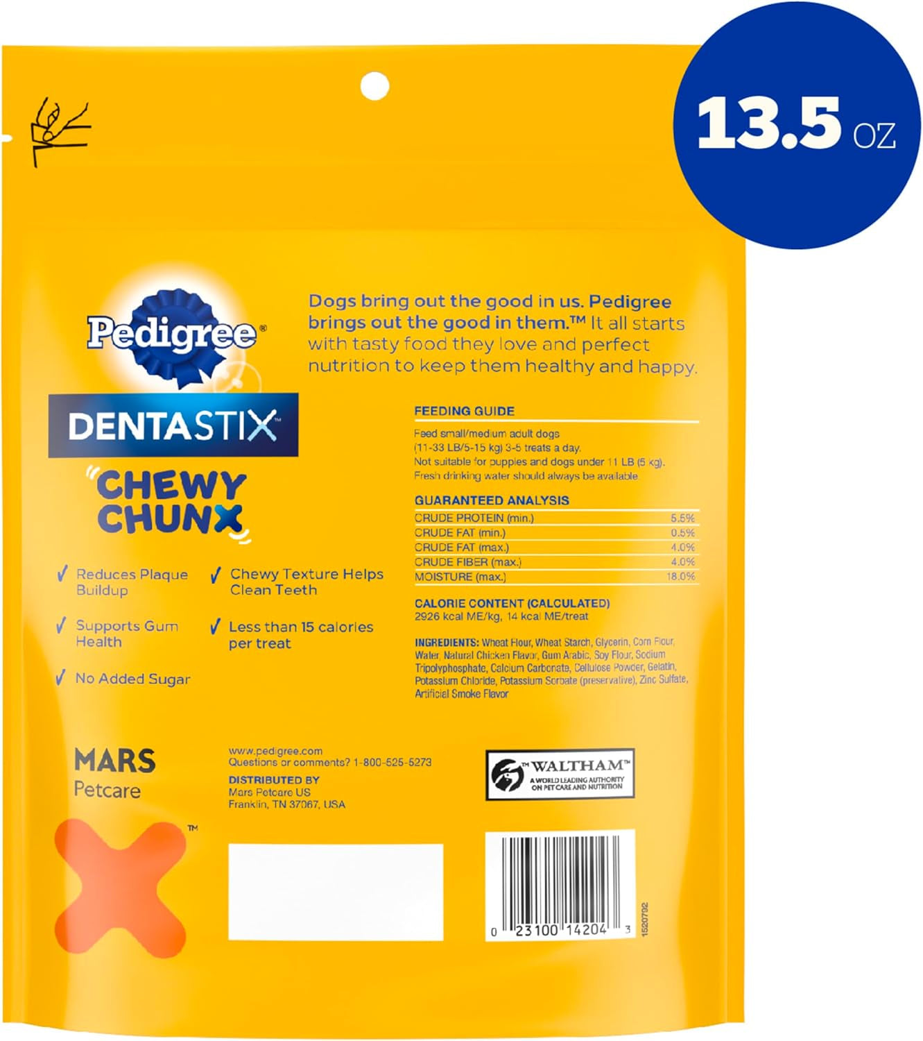 Dentastix Chewy Chunx Small & Medium Dog Treats Chicken Flavor, 13.5 Oz. Bag