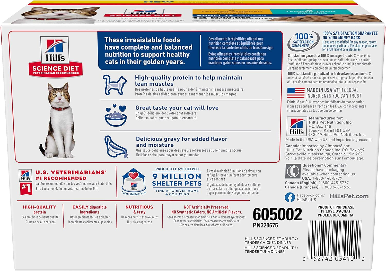 Adult 7+, Senior Adult 7+ Premium Nutrition, Wet Cat Food, Variety Pack: Chicken; Tuna Stew, 2.8 Oz Pouch Variety Pack, Case of 12