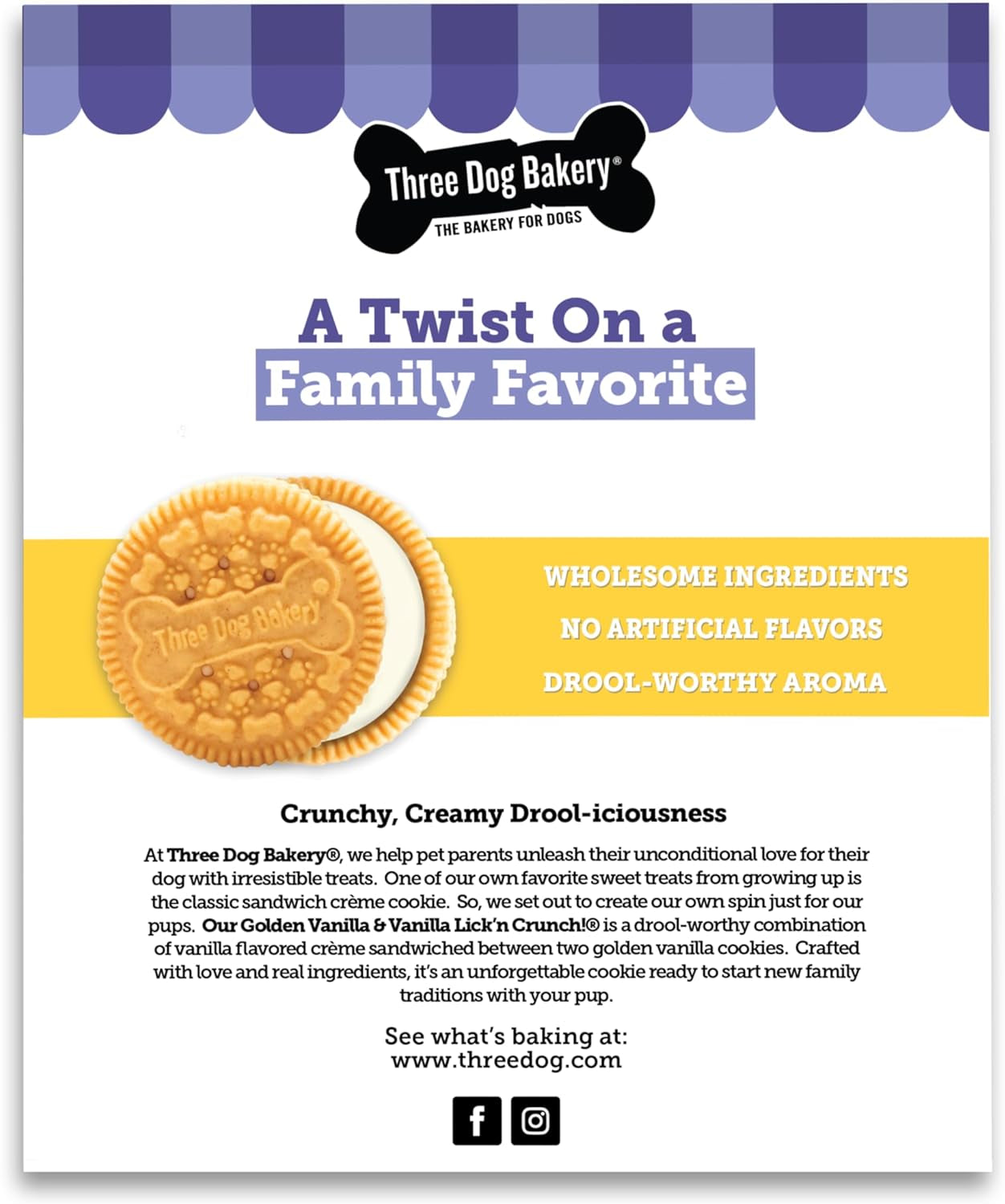 Lick'N Crunch! Golden & Vanilla Dog Sandwich Cookies, 20 Count – Dog Treat Cookies, Puppy Cookies with Real Ingredients, Dog Birthday Cookies, Dog & Puppy Training Treats