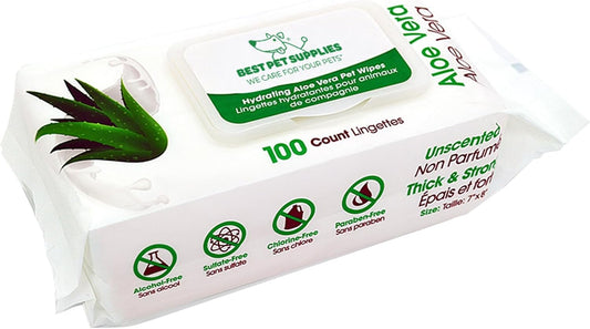 Pet Wipes for Dogs - Dog Wipes Cleaning Deodorizing, for Coats, Ears, Paws - Hydrating, Aloe Vera