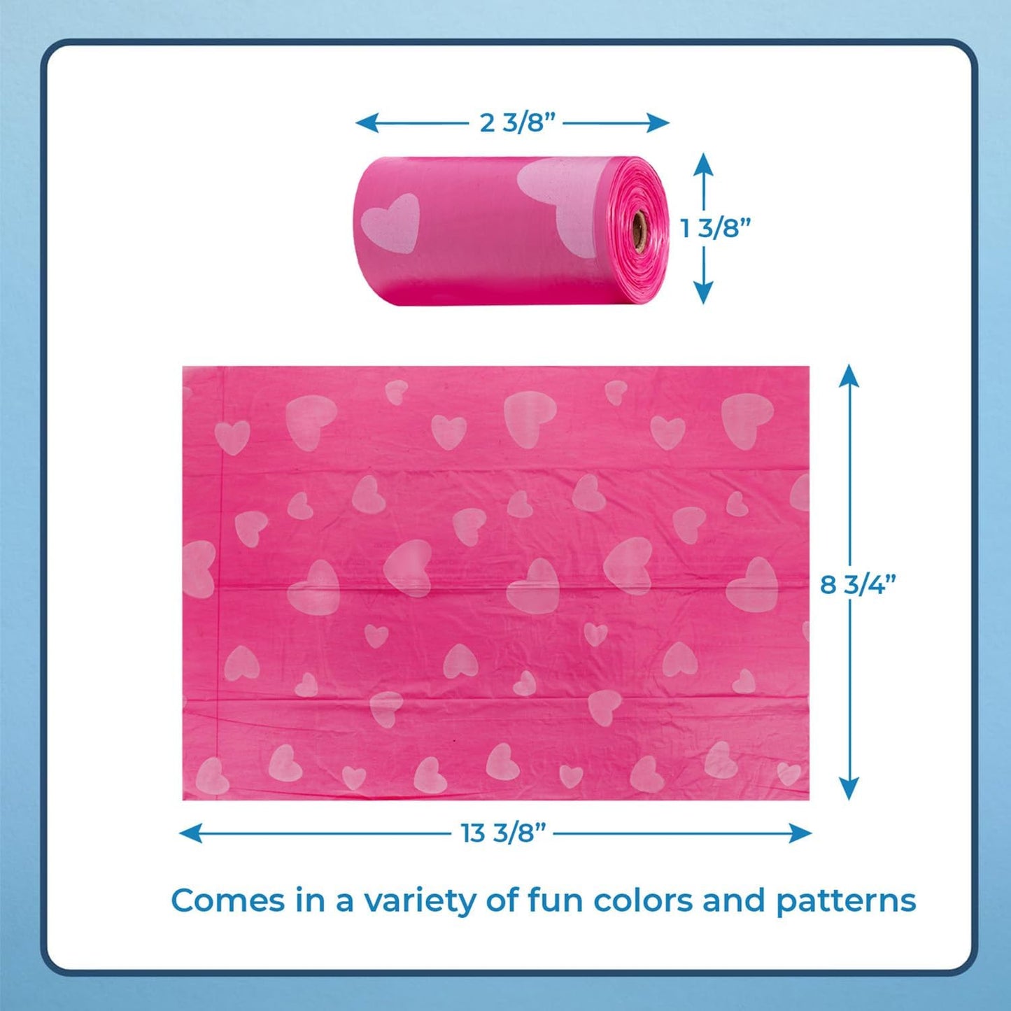 Dog Poop Bags (150 Bags) for Waste Refuse Cleanup, Doggy Roll Replacements for Outdoor Puppy Walking and Travel, Leak Proof and Tear Resistant, Thick Plastic - Pink Heart
