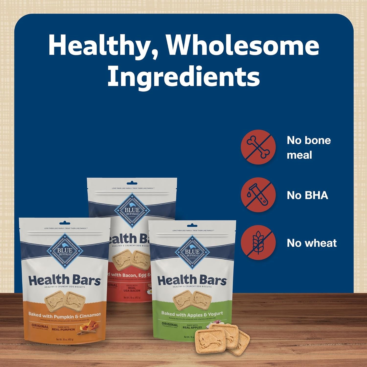 Health Bars Crunchy Dog Biscuits, Variety Pack, Bacon, Egg & Cheese, Apple & Yogurt, Pumpkin & Cinnamon, 16-Oz Bags