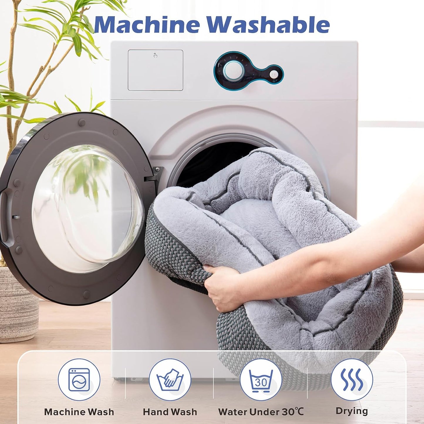 Medium Dog Beds for Medium Dogs Washable, Rectangle Dog Bed Medium Size Dog, Orthopedic Dog Bed, Warming Soft Calming Sleeping Puppy Bed Durable Pet Bed with Anti-Slip Bottom M(30"X24"X9")