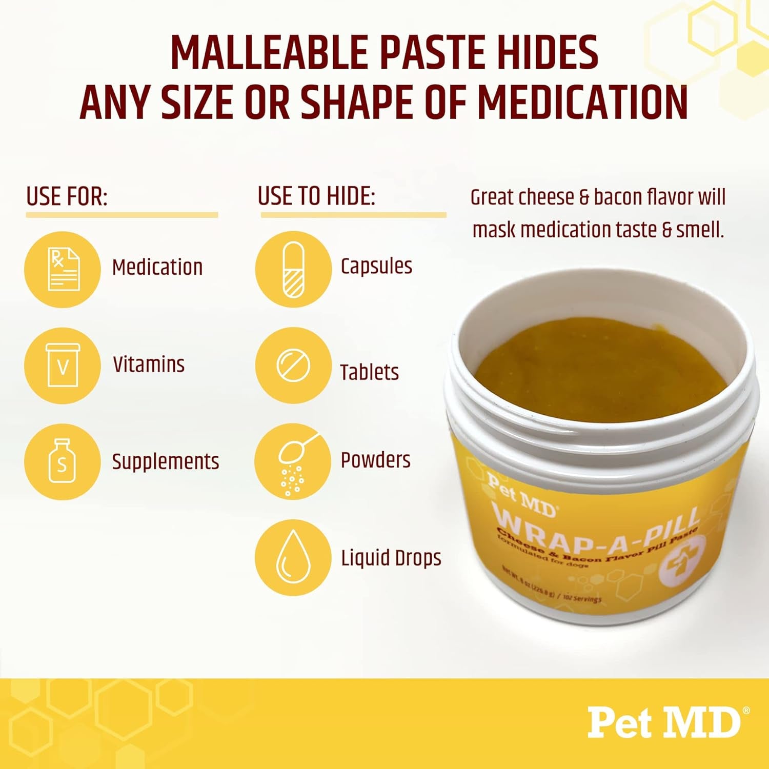 Wrap a Pill Cheese & Bacon Flavor Pill Paste for Dogs - Make a Pocket or Pouch to Hide Pills & Medication - 8 Oz