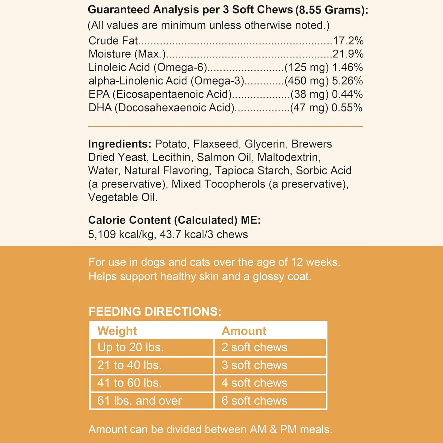 Omega 3 for Dogs - 180 Soft Chew Omega Treats for Skin and Coat - Fish Oil Blend of Essential Fatty Acids, Omega 3 and 6, Vitamins, Antioxidants and Minerals - Made in USA