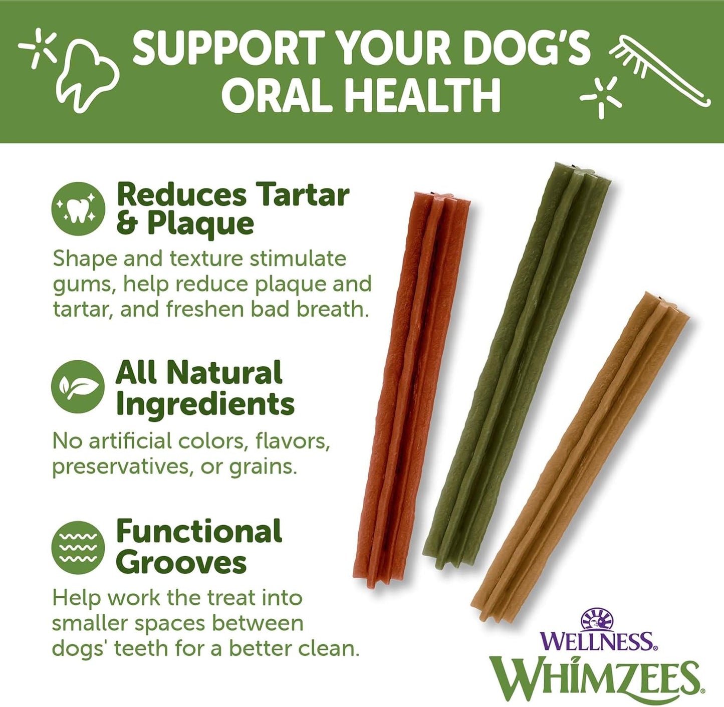 Wellness Stix Dog Dental Treats, Natural Chews, Small Size Stick, (28 Count)