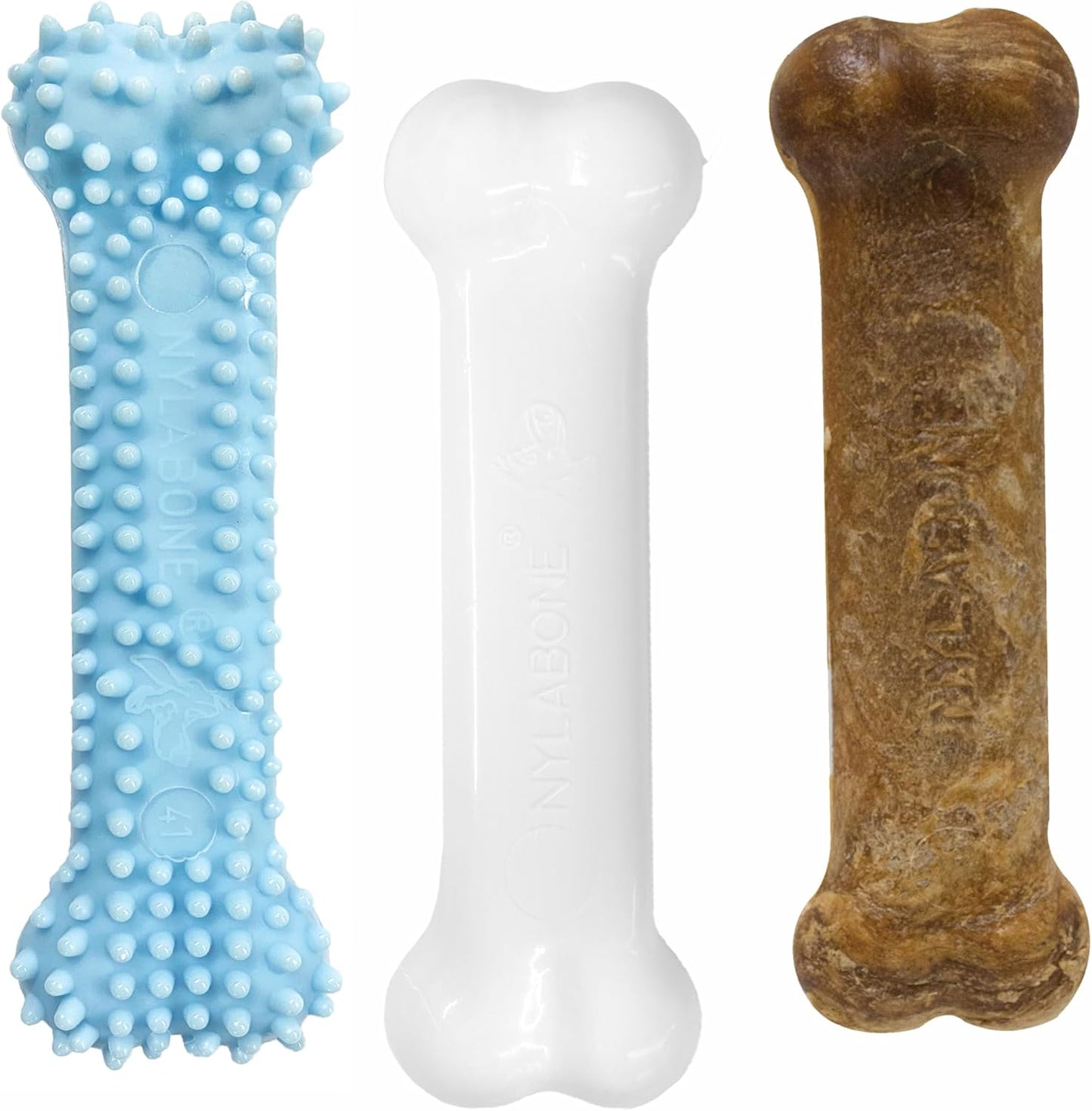 Puppy Chew Toys & Natural Treat Triple Pack, Puppy Enrichment Teething Toys, Blue, Chicken & Bacon Flavor, Small Dogs - up to 25 Ibs, 3 Pack