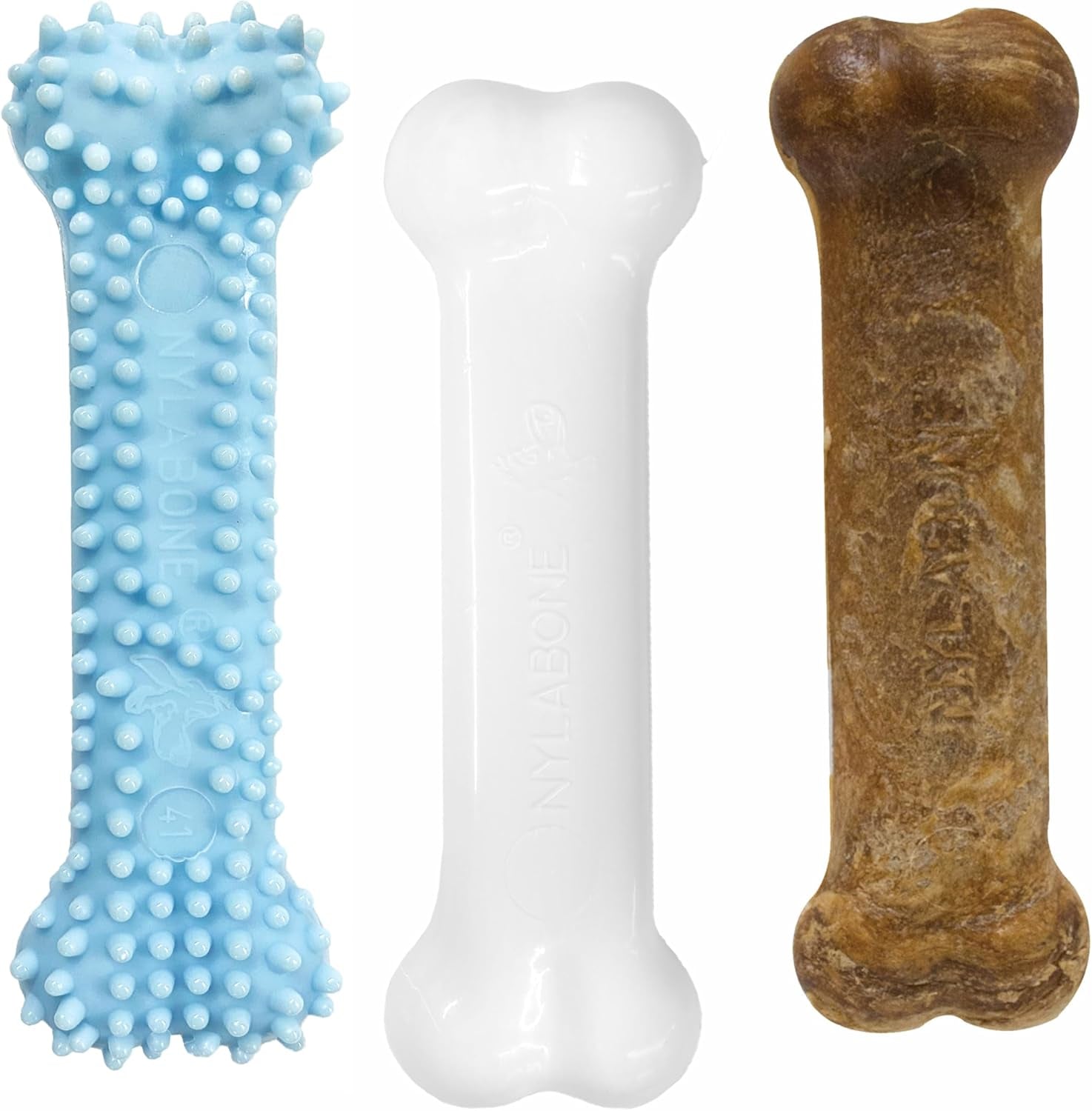 Puppy Chew Toys & Natural Treat Triple Pack, Puppy Enrichment Teething Toys, Blue, Chicken & Bacon Flavor, Small Dogs - up to 25 Ibs, 3 Pack