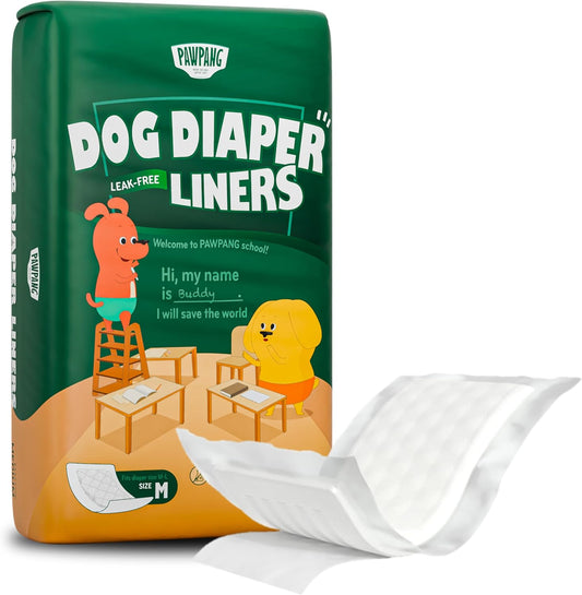 Disposable Dog Diaper Liners Booster Pads for Male & Female Dogs, 100Ct, 4 Sizes Options, Doggie Diaper Inserts Fit Most Types of Dog Diapers - Pet Belly Bands & Male Wraps (Medium (100 Ct))