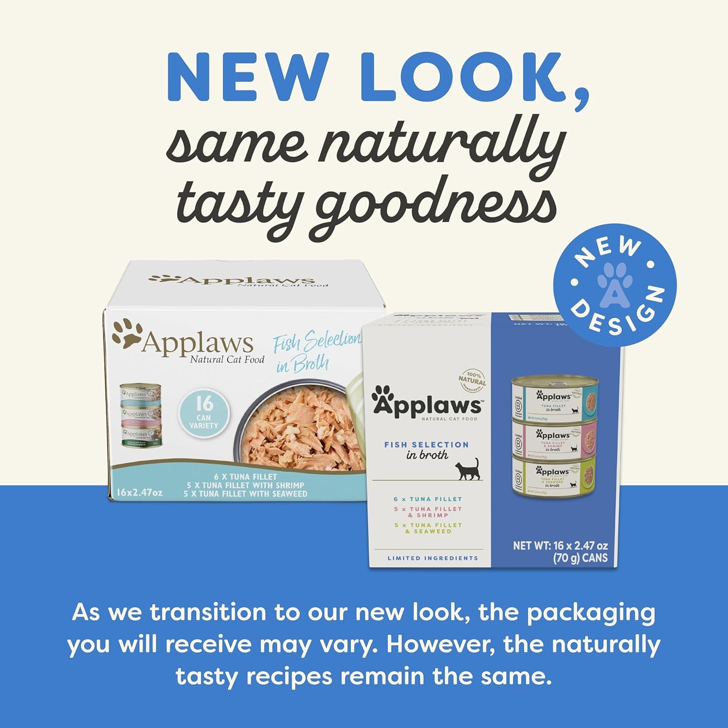 Natural Wet Canned Cat Food, Limited and Natural Ingredients, High Protein with No Artificial Additives, Fish Selection Variety Pack in Broth (16 X 2.47Oz Cans)