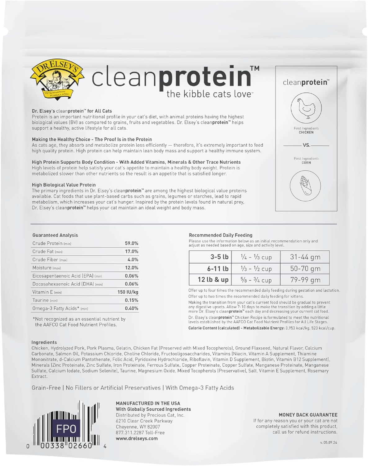 Cleanprotein Chicken Cat Kibble 6.6 Lb. Bag