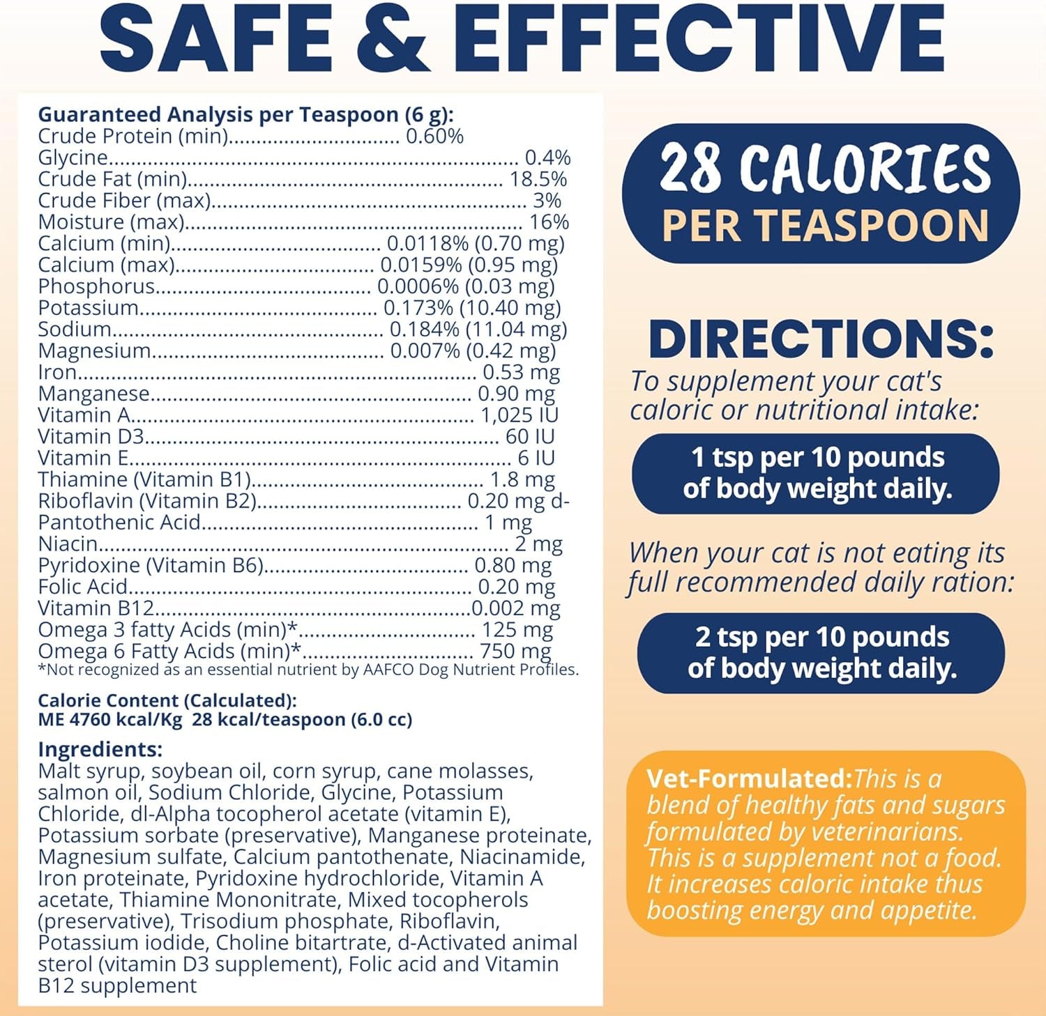 Pet Electrolytes Ready Cal plus Gel for Cats | Vet-Formulated High-Calorie Supplement for Cats & Kittens | Promotes Weight Gain & Boosts Energy for Sick Felines | 3.5 Oz Tube Pack