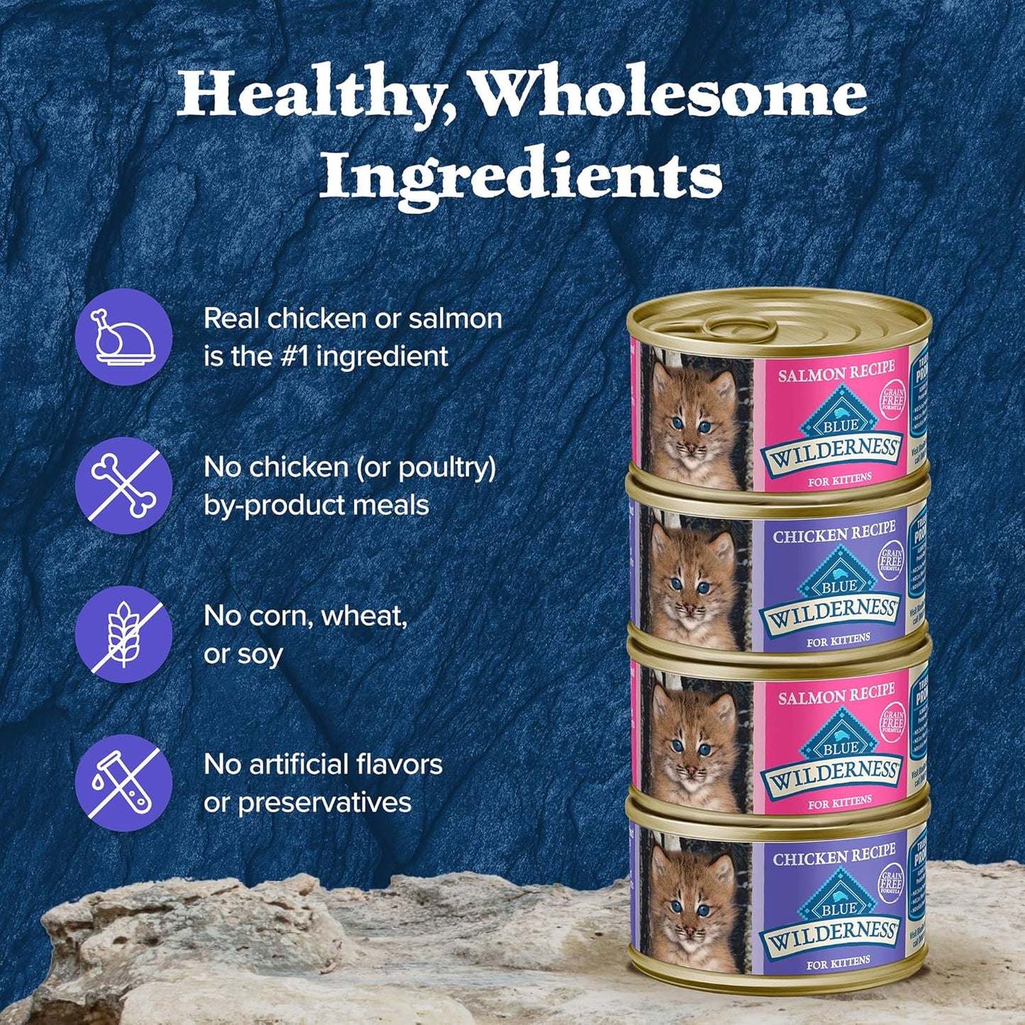 Wilderness Kitten Food, High-Protein & Grain-Free Wet Cat Food Paté Variety Pack, Chicken & Salmon Recipes, 3-Oz Cans (6 Count, 3 of Each)