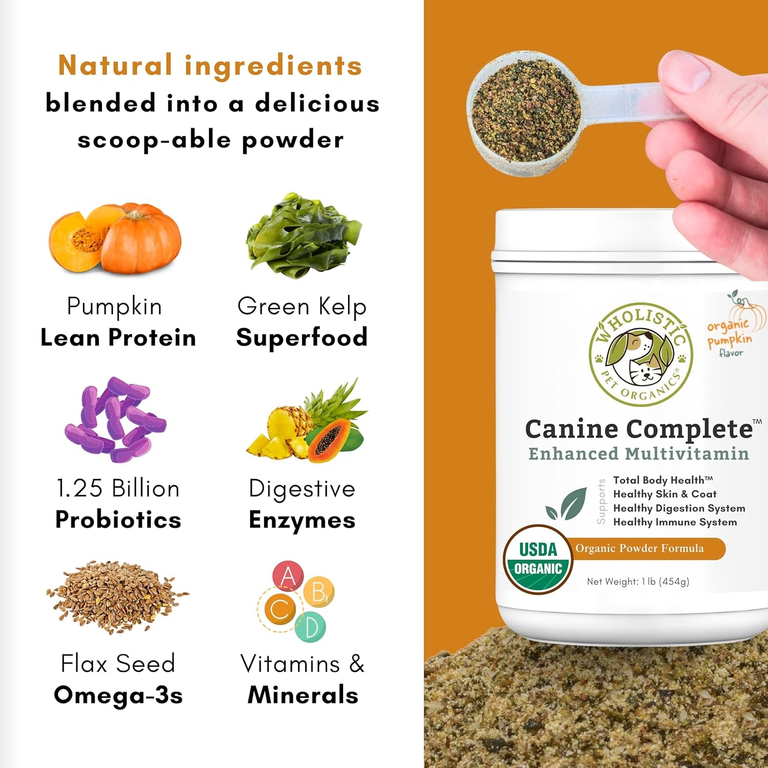 Canine Complete - Dog Multivitamin Powder - 1 Lb - Daily Dog Vitamins and Supplements for Homemade Food - Immune System, Skin, Coat & Overall Health - Small and Large Breed