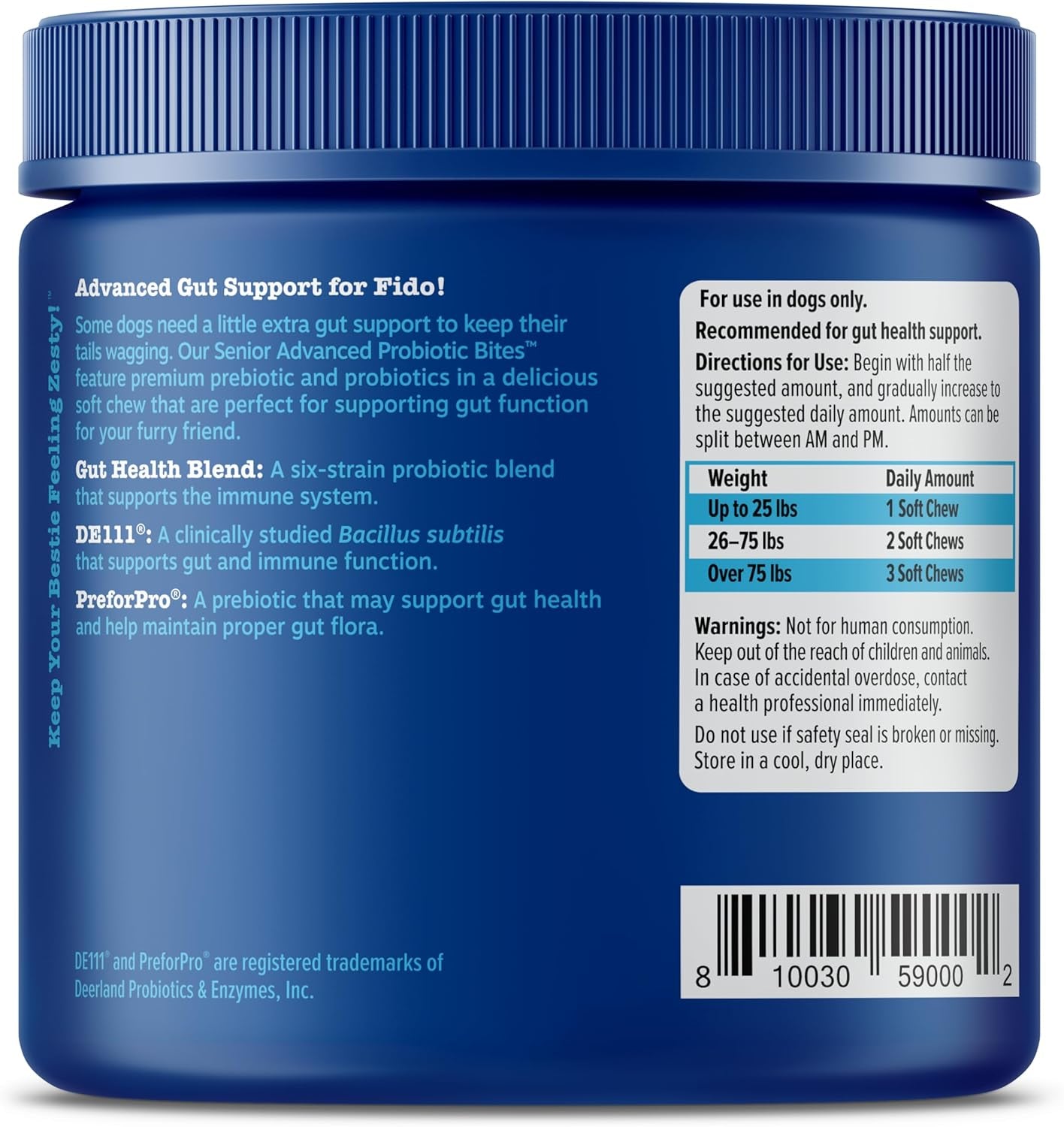 Probiotics for Dogs - Digestive Enzymes for Gut Flora, Digestive Health, Diarrhea & Bowel Support - Clinically Studied DE111 - Dog Supplement Soft Chew for Pet Immune System - Adv, 90Ct