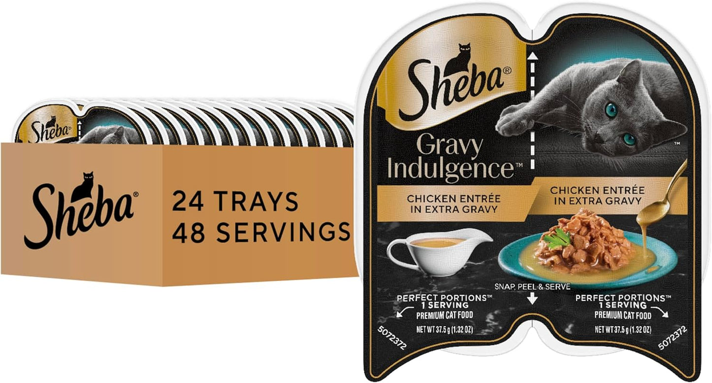 Gravy Indulgence Adult Wet Cat Food Chicken Entree in Extra Gravy, 2.6 Oz. Twin-Pack Trays (24 Count, 48 Servings)
