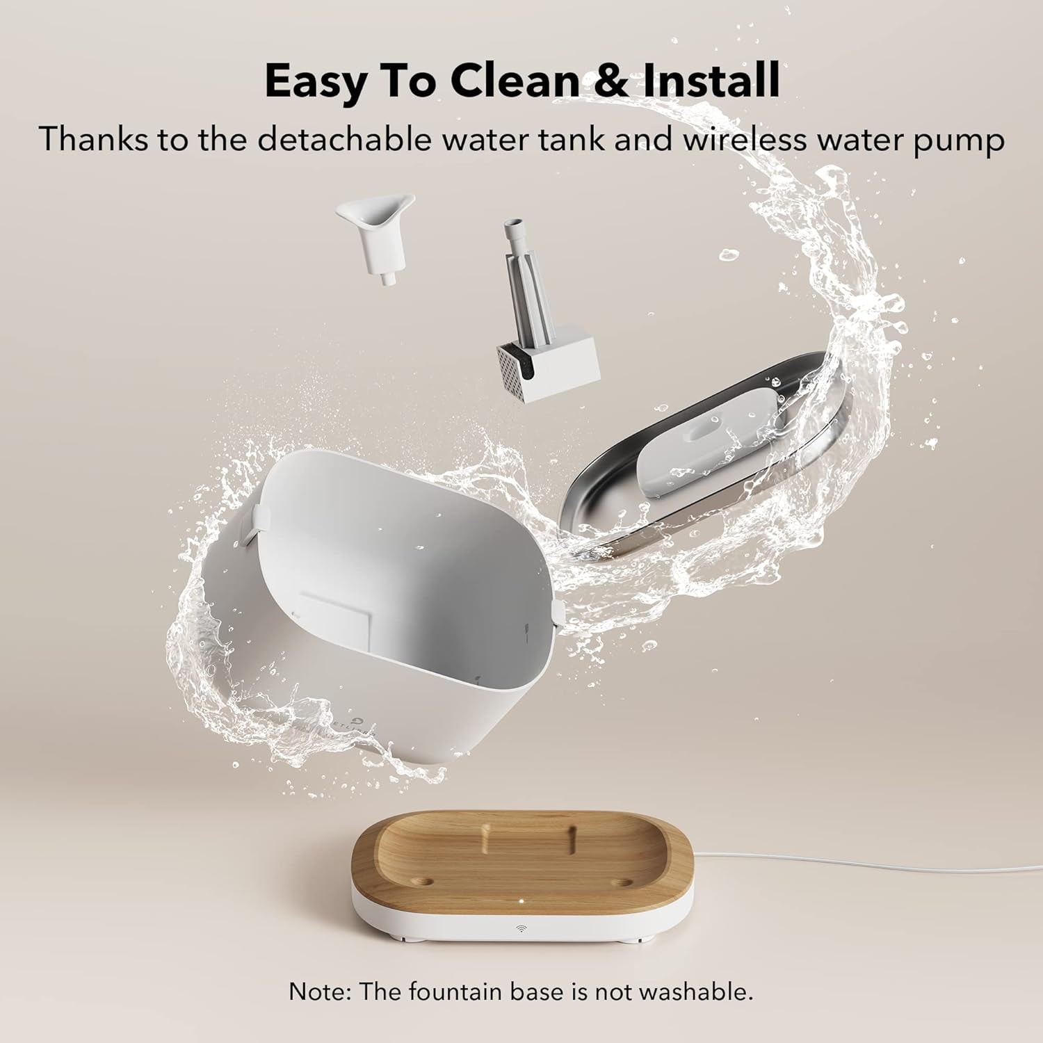 App-Controlled Cat Water Fountain, Pet Water Fountain with Stainless Steel Tray, Water Fountains for Cats Indoor with Drinking Monitoring, Cat Fountains for Drinking with 2 Wireless Pumps