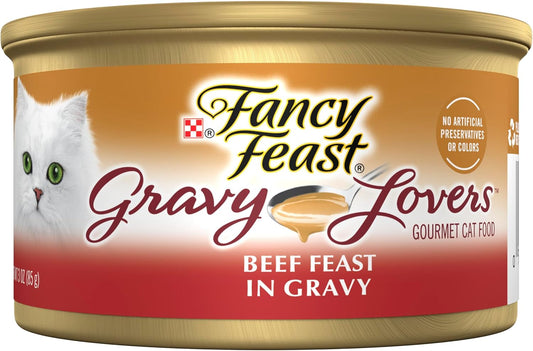 Purina  Gravy Lovers Beef Feast Grilled Gourmet Cat Food in Wet Cat Food Gravy - (Pack of 24) 3 Oz. Cans