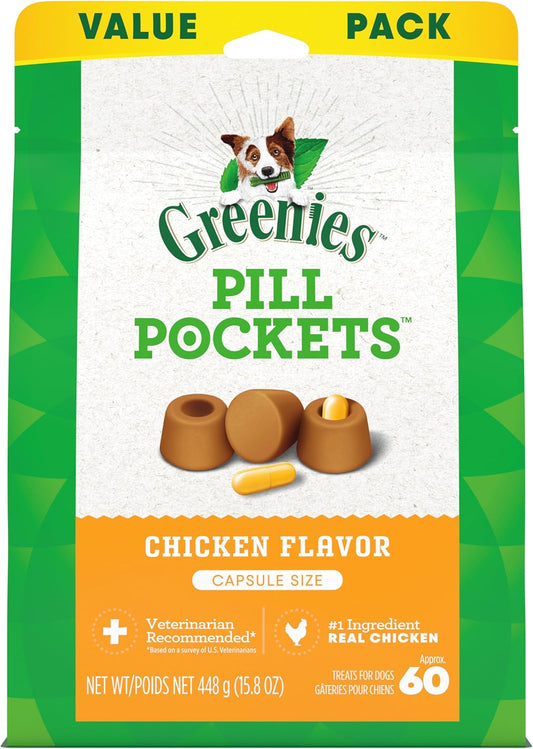 Pill Pockets for Dogs Large Size, Soft Dog Treats, Chicken Flavor, 15.8 Oz. Pouch (60 Treats)