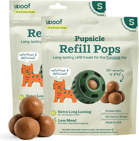 Pupsicle Refill Pops, Delicious Long Lasting Dog Treats, Pre-Made Pupsicle Refills for Dogs, Wholesome Ingredients, Low-Mess Chicken Pet Treats - Small Pops - 10 Count - 2 Pack