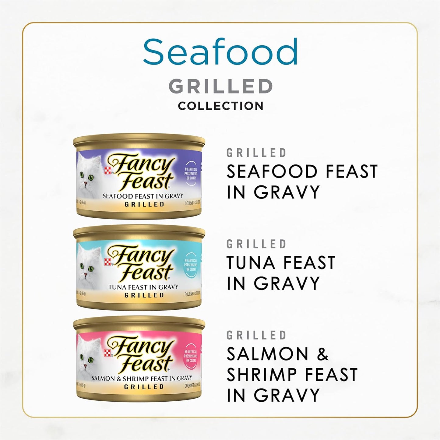 Purina  Grilled Wet Cat Food Seafood Collection in Wet Cat Food Variety Pack - (Pack of 30) 3 Oz. Cans