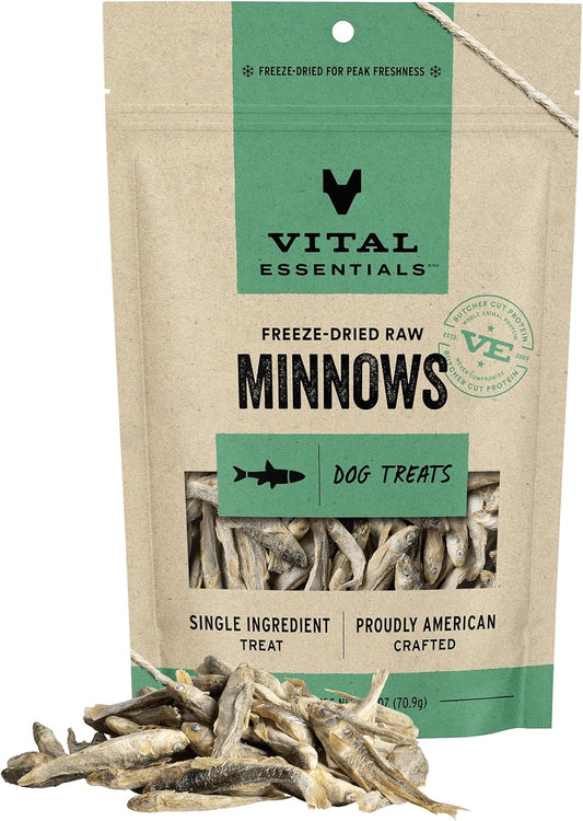 Minnows Dog Treats, 2.5 Oz | Freeze-Dried Raw | Single Ingredient | Premium Quality High Protein Training Treats | Grain Free, Gluten Free, Filler Free