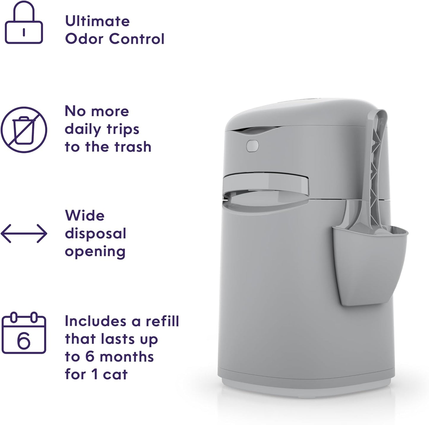 Easy Roll Pail | Cat Litter Box Waste Disposal System for Odor Control | Includes 1 Roll of 24 Easy Tear-Off Bags