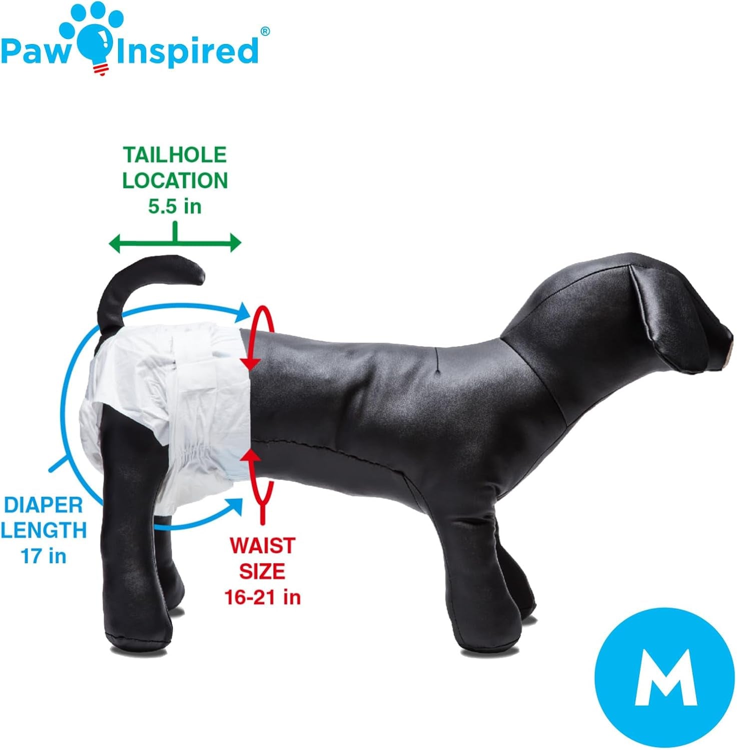 32Ct Disposable Dog Diapers | Female Dog Diapers Ultra Protection | Diapers for Dogs in Heat, Excitable Urination, or Incontinence (Medium)
