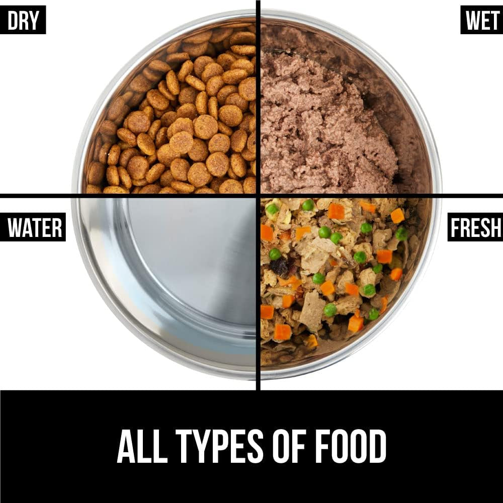 Set of 2 Dog Bowls, Holds 6 Cups (48 Fl Oz), Heavy Duty Metal Food and Water Bowl for Feeding Dogs and Cats, Dishwasher Safe, Rust Resistant Stainless Steel, BPA Free Rubber Base, Black