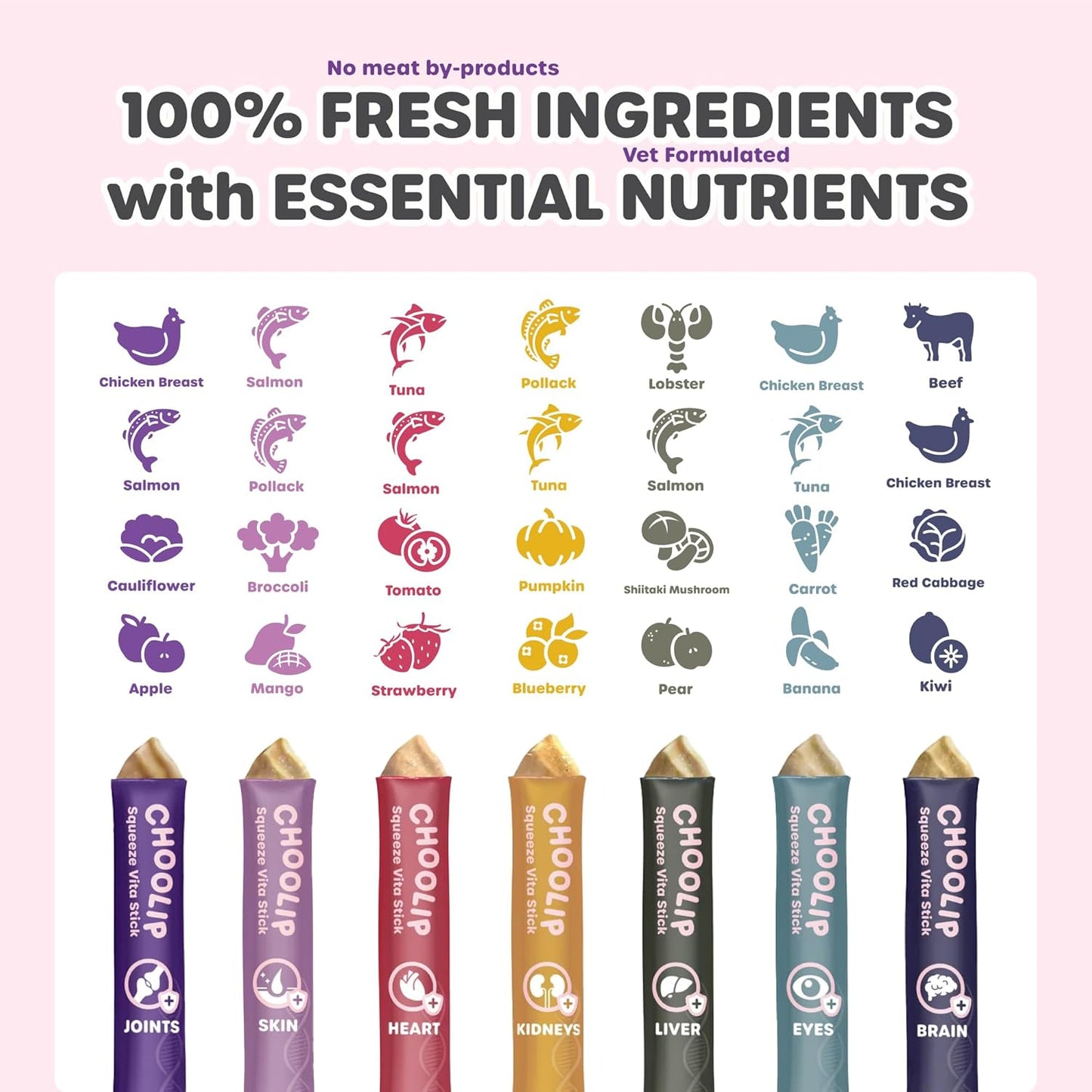 Squeeze Vita Stick Lickable Cat Treats & Dog Puree – 49-Count Variety Pack, Creamy Squeeze Tubes with Multivitamins, Grain-Free High-Protein Puree, Vet-Formulated Healthy Treats