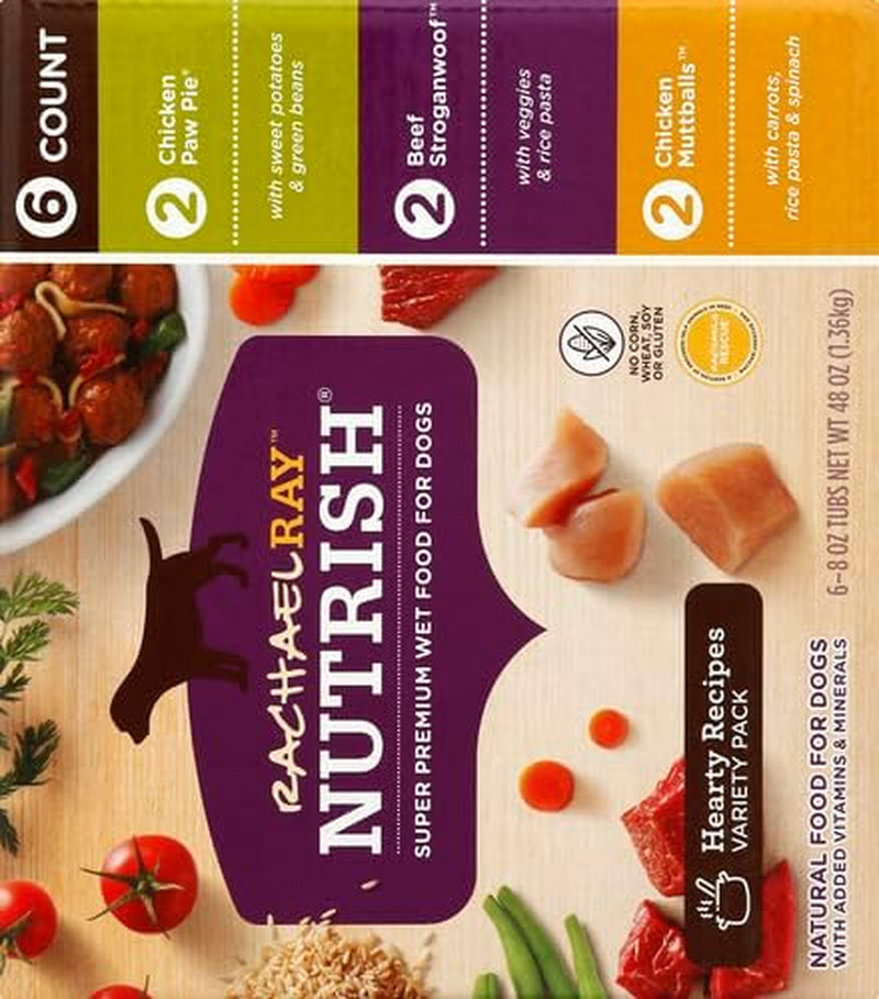 Rachael Ray Wet Dog Food Variety Pack Hearty Recipes, 6-8 Oz. Tubs, 2 Count