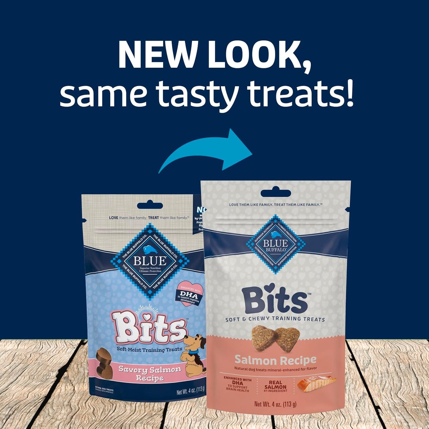 Bits Soft Dog Treats for Training, Made with Natural Ingredients & Enhanced with DHA, Salmon Recipe, 4-Oz Bag