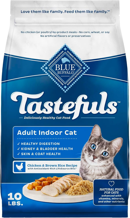 Blue Tastefuls Natural Adult Indoor Cat Chicken & Brown Rice Recipe Food for Cats 10 Lb