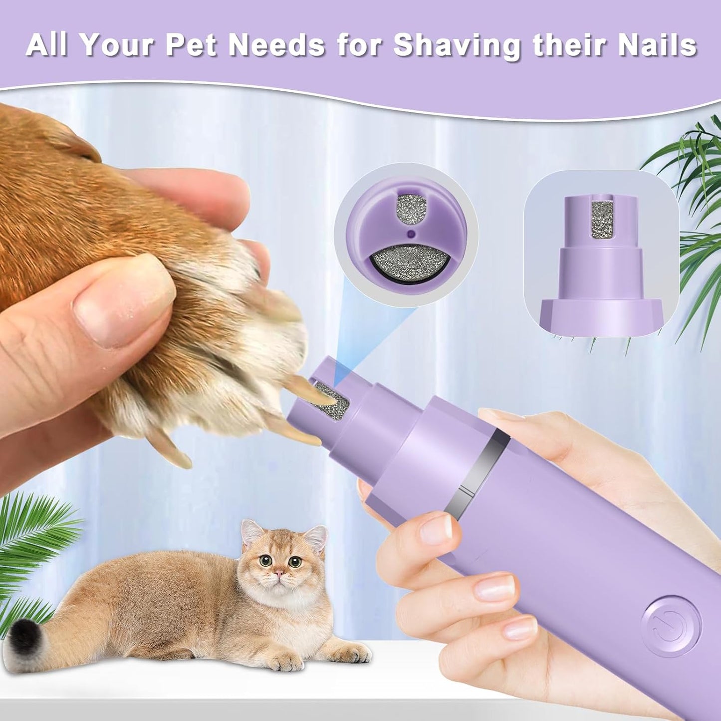 Dog Grooming Clippers Kit-Electric Rechargeable Cat Trimmer Tools-Cordless Quiet Pet Nail Paw Grinder-4 in 1 Multifunctional Low Noise Shaver-Razor for Feet Face Ears Toenail Eye