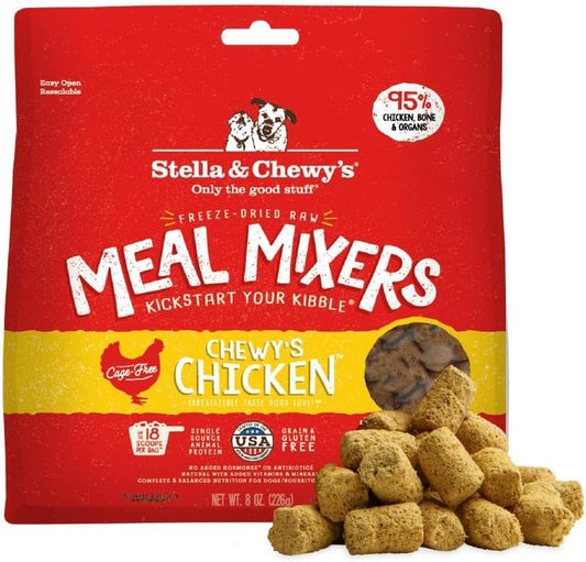 Freeze Dried Raw Chewy’S Chicken Meal Mixers – Dog Food Topper for Small & Large Breeds – Grain Free, Protein Rich Recipe – 8 Oz Bag
