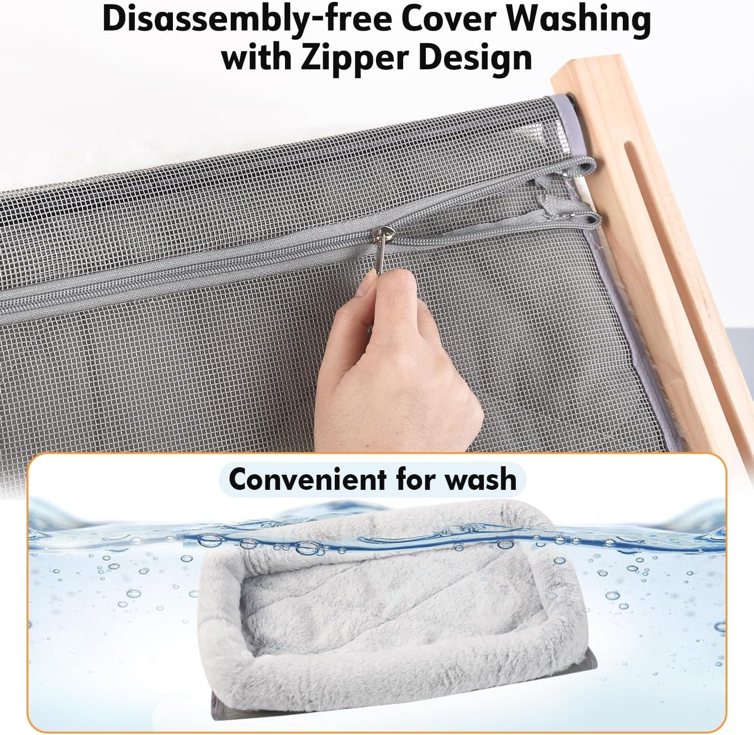 Cat Sill Window Perch Sturdy Hammock Window Seat with Cushion Cover, Wood & Metal Frame for Large Cats, Easy to Adjust Cat Bed for Windowsill, Bedside, Drawer and Cabinet (L)