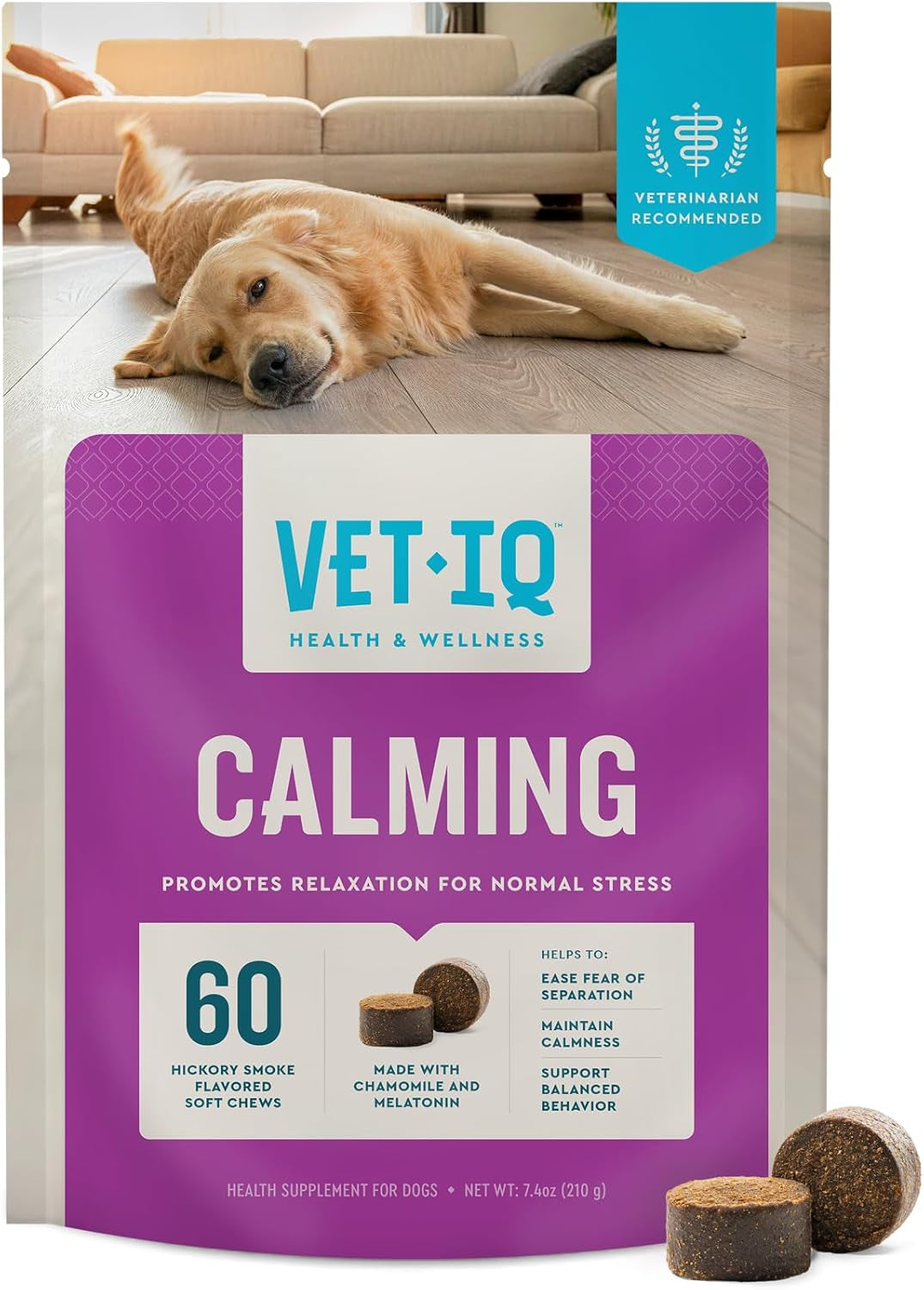 Calming Support Supplement for Dogs, Calming Chews Help Manage Stress and Promote Relaxation, Anxiety Relief for Dogs, Made in the USA, 60 Count