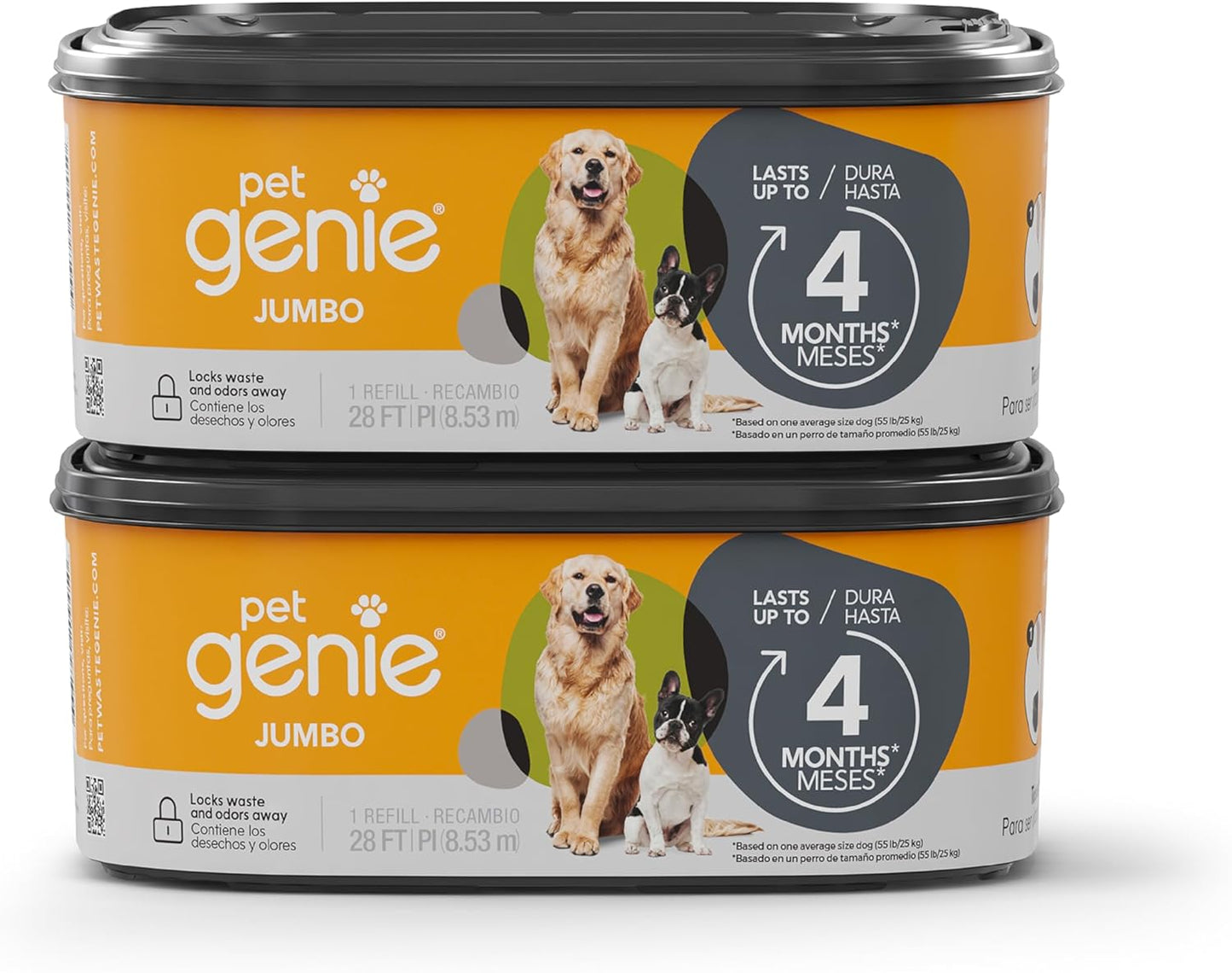Refill Bags | Jumbo 2-Pack, 56 Total Ft | up to 8 Months of Supply in 2 Cartridges | Ultimate Odor Control Dog Poop Bags