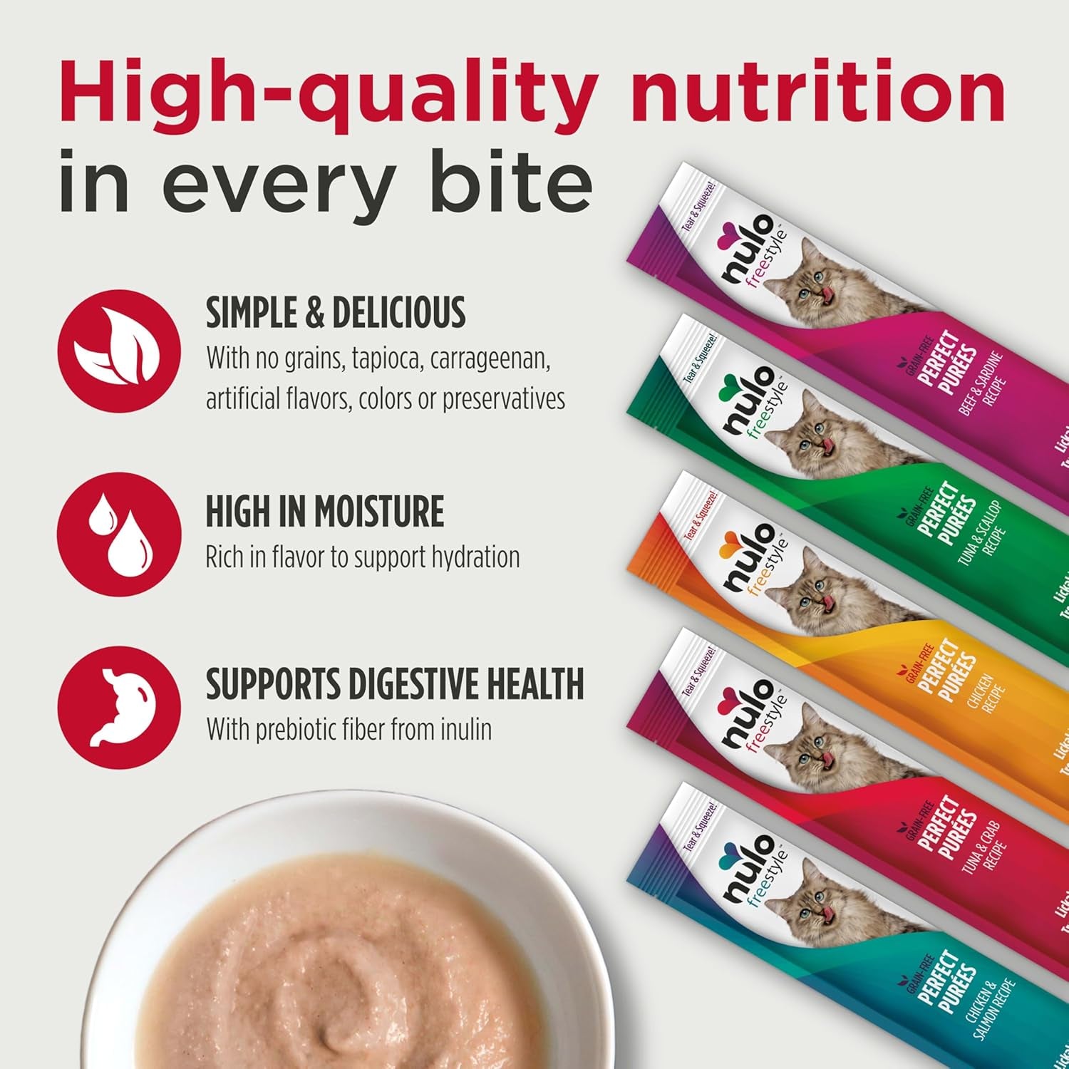 Freestyle Grain-Free Perfect Purees Premium Wet Cat Treats, Squeezable Meal Topper for Felines, High Moisture Content to Support Cat Hydration, 0.5 Ounce, Variety Pack