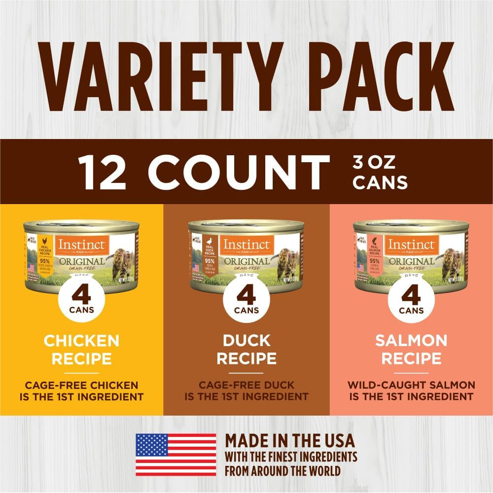 Original Grain Free Recipe Variety Pack Natural Wet Canned Cat Food by , 3 Ounce (Pack of 12)