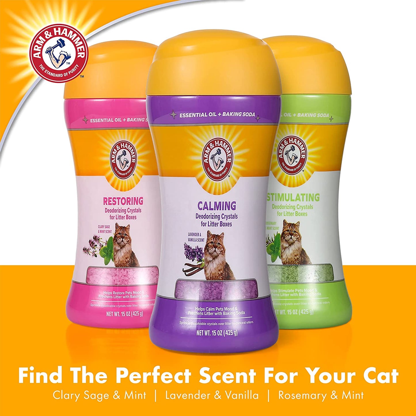 Cat Crystal Deodorizer for Kitty Litter Box - Calming Lavender & Vanilla Scented Cat Litter Smell Eliminator - Crystal Odor Control for Cats Mess Cleanup - Pet Home Supplies, 15 Oz