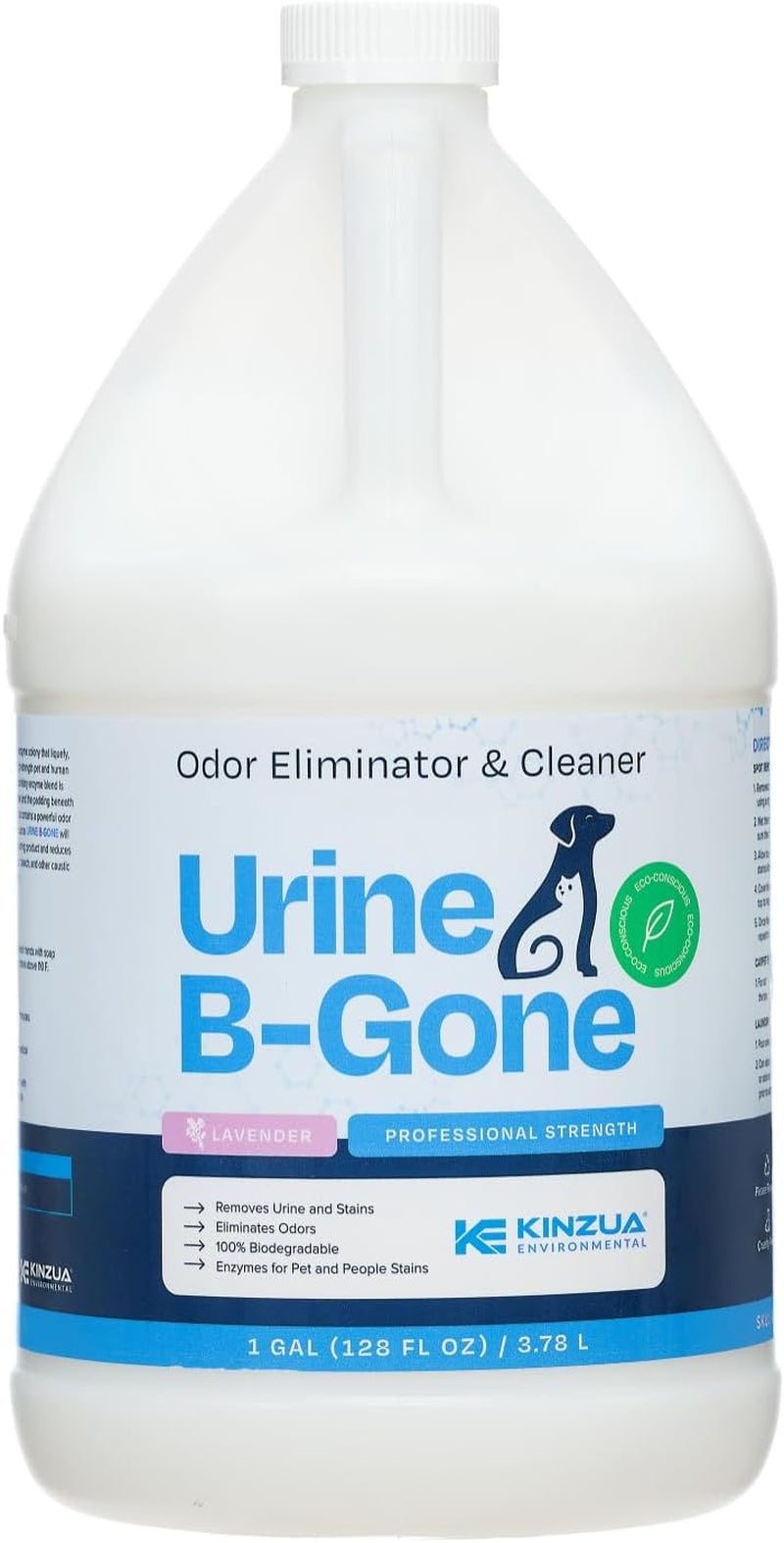Urine B-Gone, Professional Enzyme Odor Eliminator & Pet Stain Remover, Human, Cat & Dog Urine Cleaner, Effective on Laundry, Carpets & More, Lavender Scent, 1 Gallon