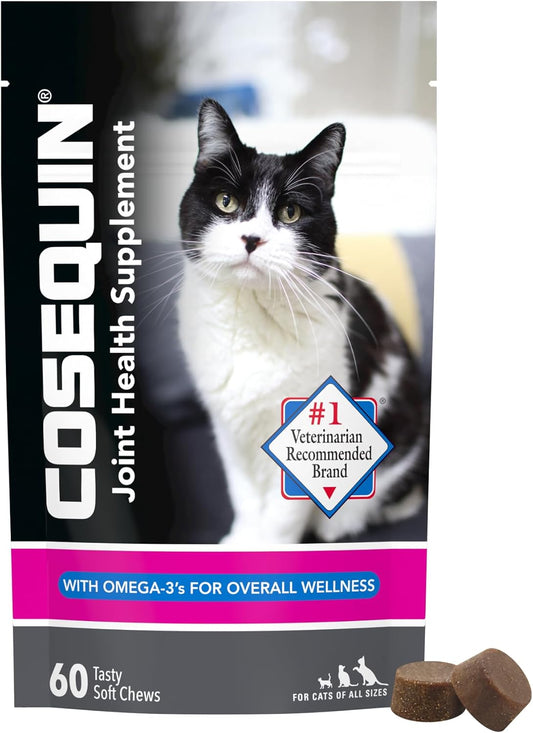 Nutramax Cosequin for Cats Joint Health Supplement, Contains Glucosamine for Cats, plus Chondroitin and Omega-3S, Supports Joint and Skin and Coat Health, Soft Chews, 60 Count