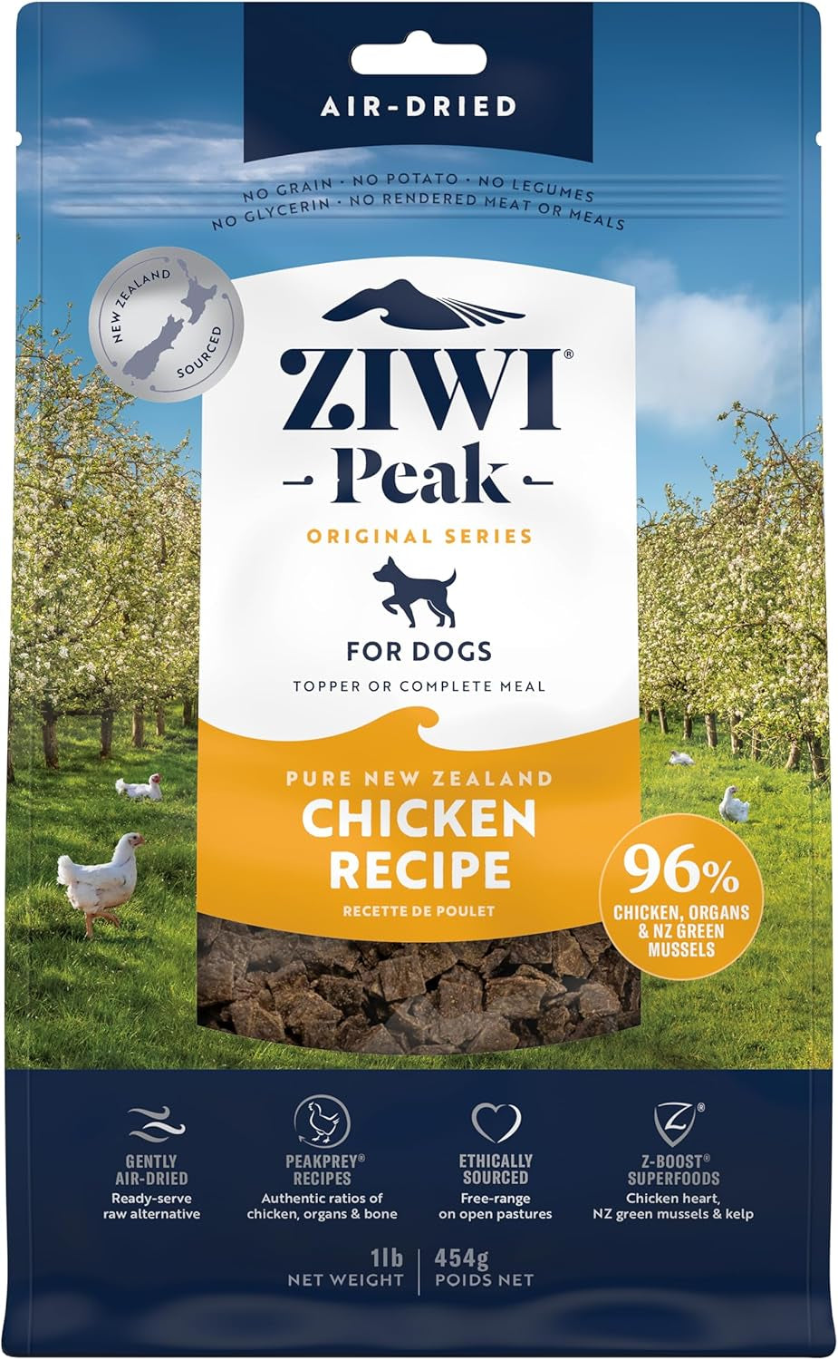 Peak Air-Dried Dog Food – Chicken - All Natural, High Protein, Grain Free, Limited Ingredient W/ Superfoods (16Oz)