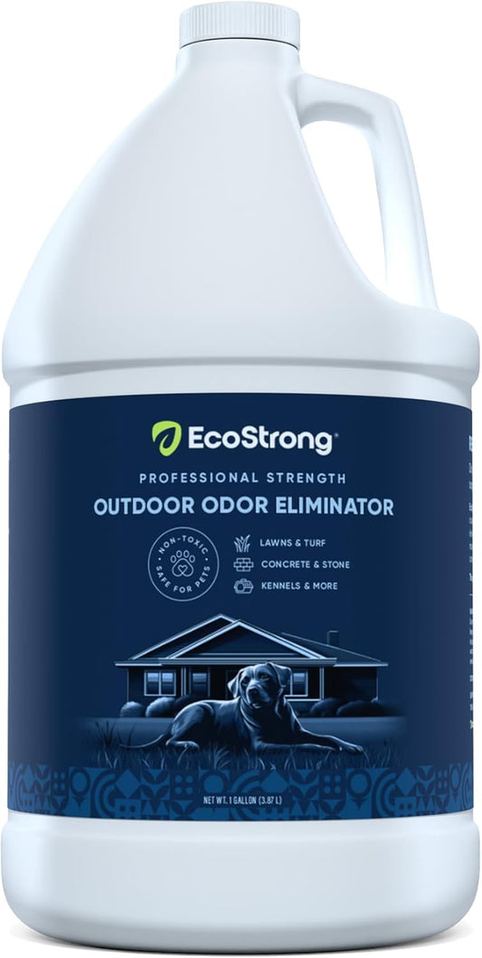 Outdoor Odor Eliminator outside Dog Urine Enzyme Cleaner Powerful Pet, Cat, Animal Scent Deodorizer | Professional Strength for Yard, Turf, Kennels, Patios, Decks (128 OZ)
