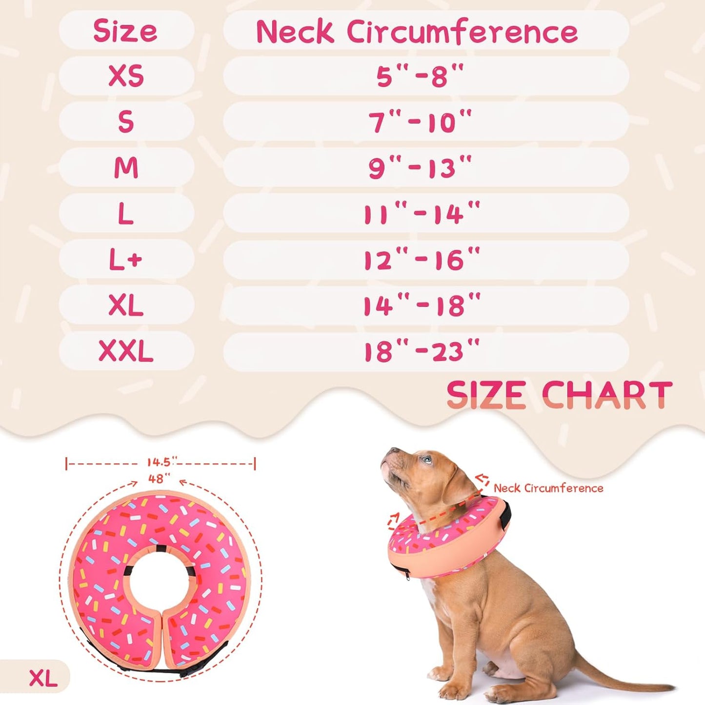 Inflatable Dog Cone Collar Alternative after Surgery, Dog Neck Donut Collar Recovery E Collar for Neuter, Soft Pet Cone for Small Medium Large Dogs