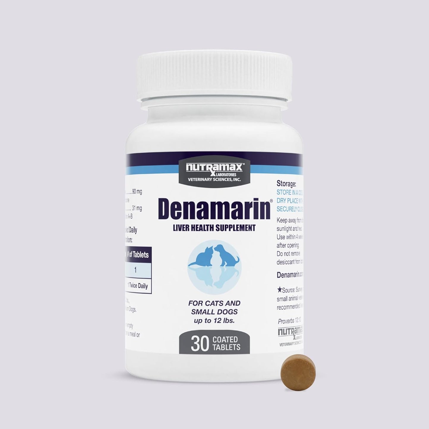 Denamarin Liver Health Supplement for Small Dogs and Cats - with S-Adenosylmethionine (Same) and Silybin, 30 Tablets