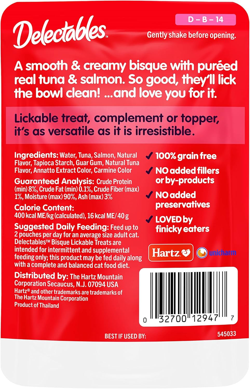 Delectables Bisque Lickable Cat Treats, Tuna & Salmon, 12 Count