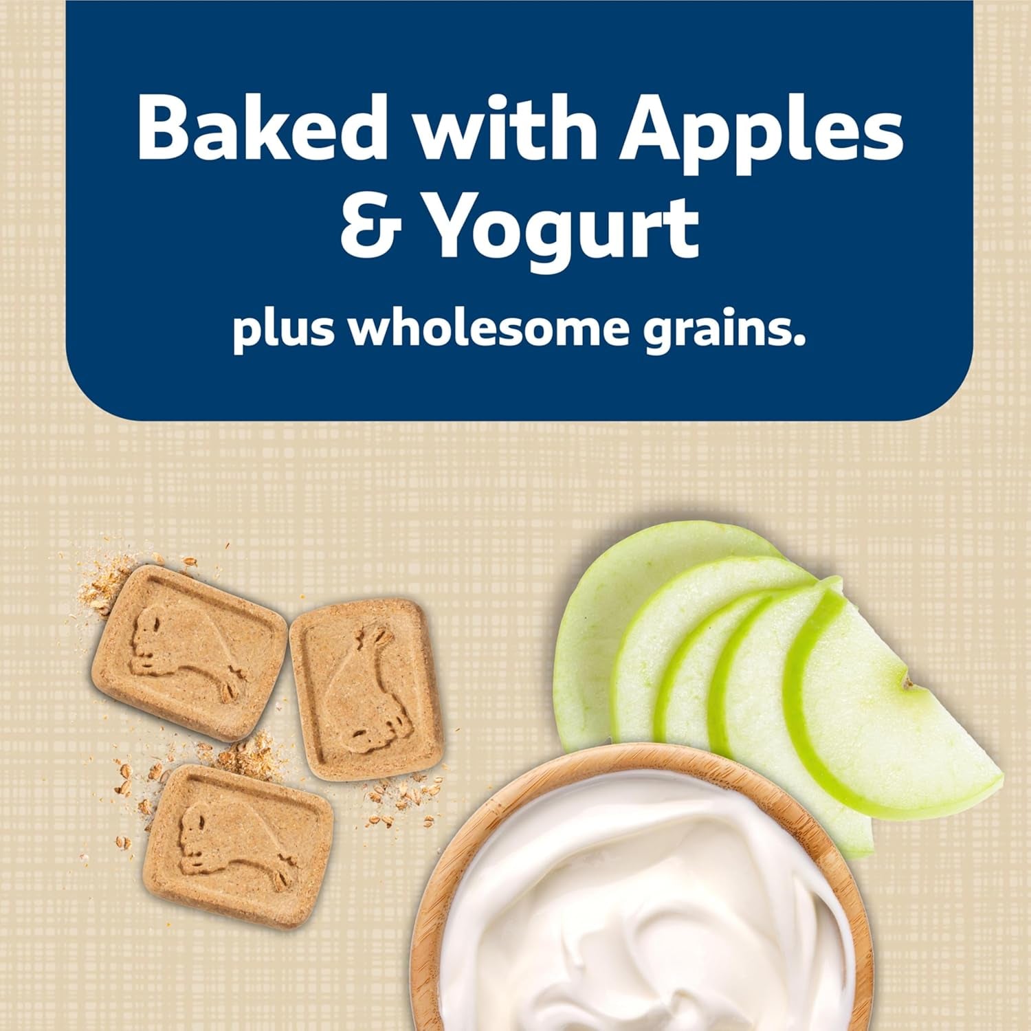 Mini Health Bars Crunchy Dog Biscuits, Oven-Baked with Natural Ingredients, Apples & Yogurt, 2-Lb Box
